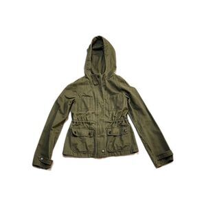 Prince & Fox Womens Green Cotton Hooded  Military Jacket Small Grunge Retro Y2K